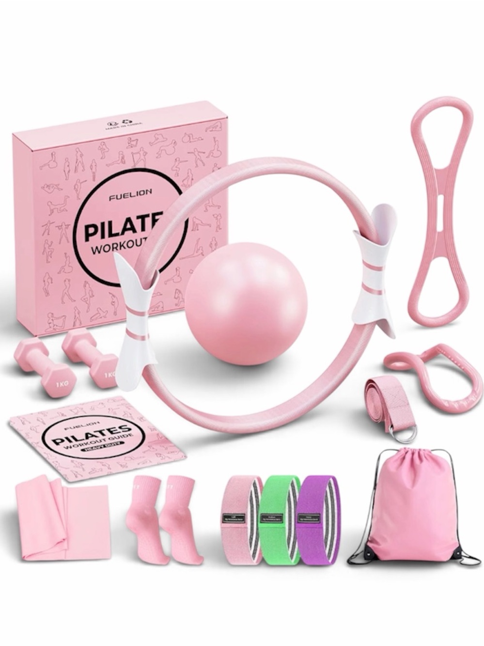 Pilates Ring Set for Women, Home Workout Pilates Equipment with Resistance Bands